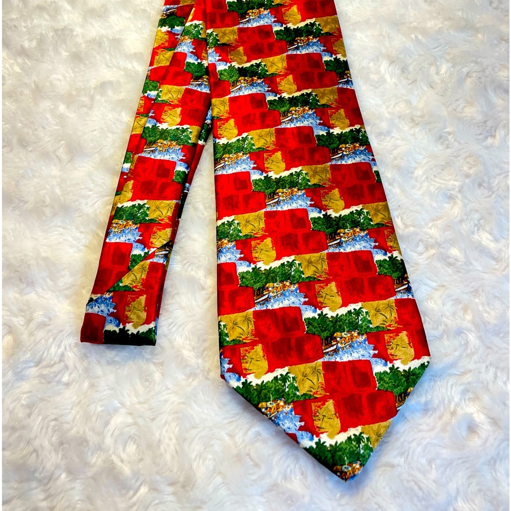Guy Buffet Silk Tie NWT Open Tropical 57”